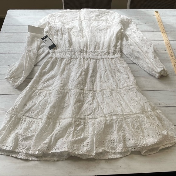 Guess Eyelet White Dress Women XL midi long sleeve modest granny core cottage - Picture 5 of 13